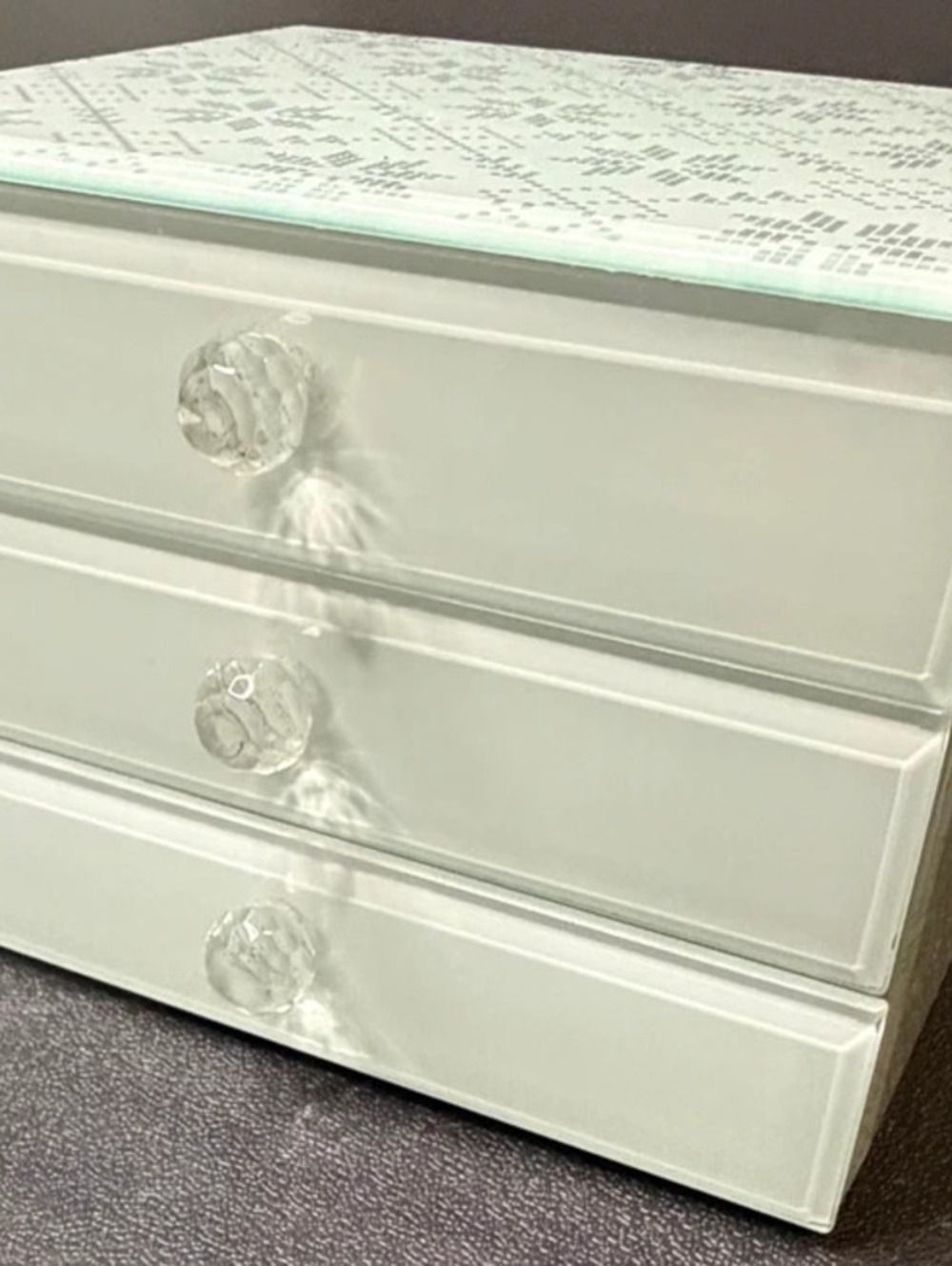 Max Studio Home 3-Drawer Mirrored Jewelry Box - Snowflake Pattern - Picture 4 of 6
